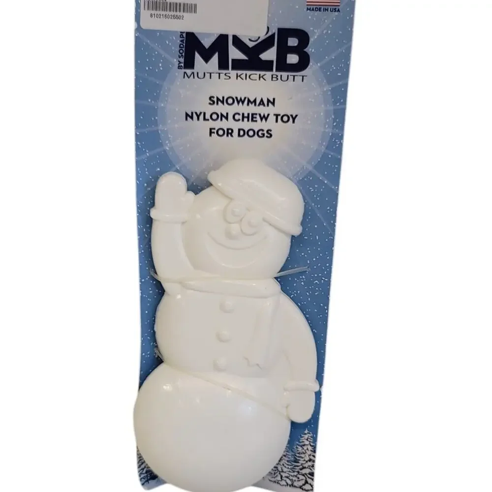 Snowman Dog Chew Toy Nylon Durable Mutts Kick Butt